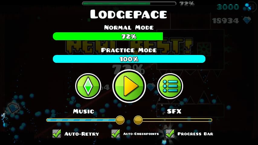 Lodgepace 72%; (Weekly Demon); (Progress #2)