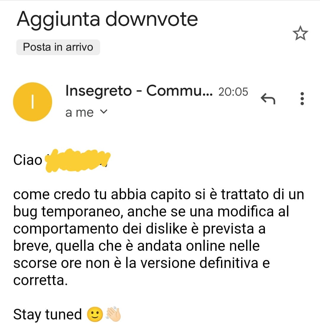 Raga in che senso una modifica dei dislike è prevista a breve? Ci troveremo per sempre come in questi due giorni? 