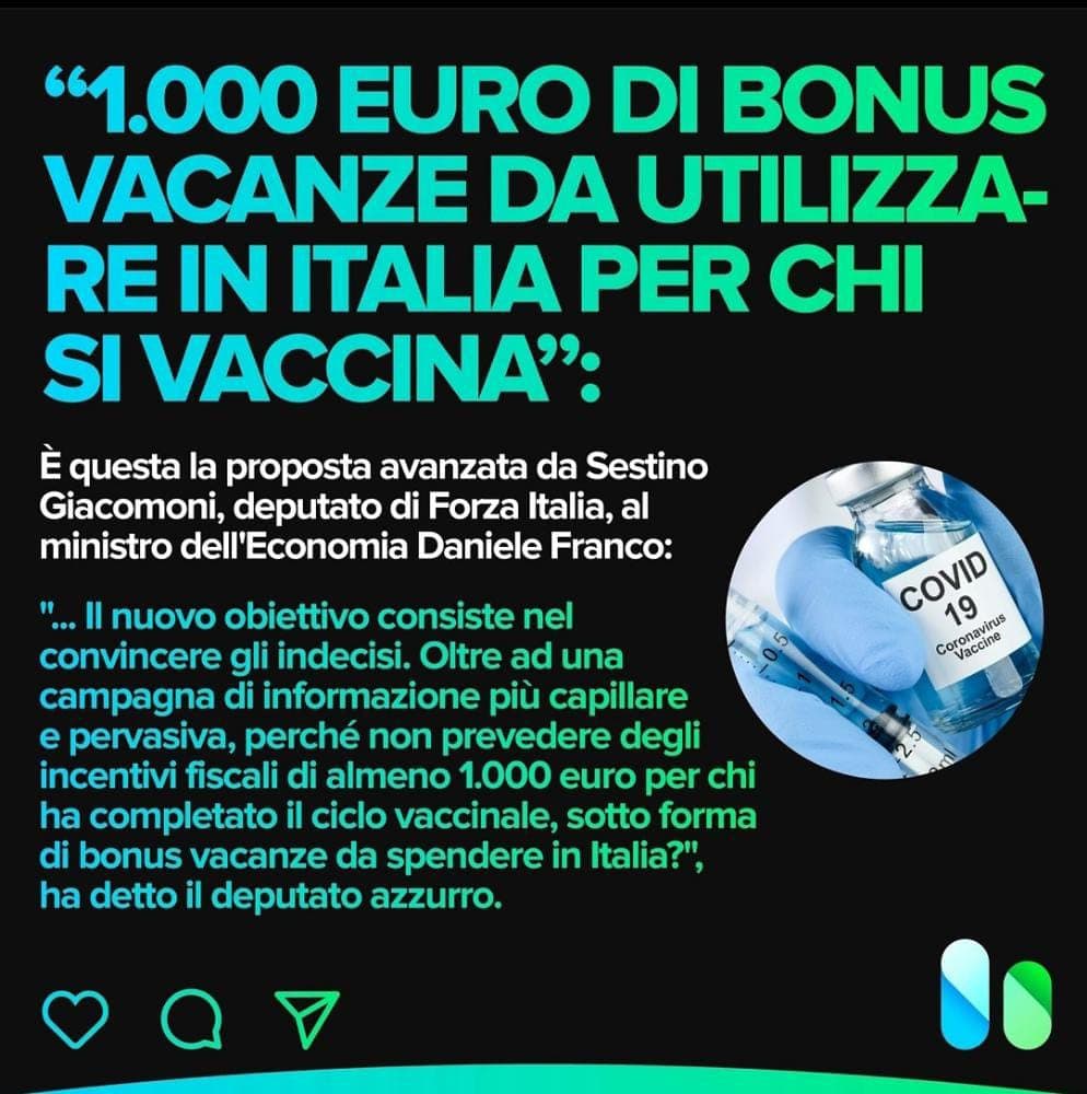 Io sono pro vaccini ma questa è corruzione
Corrompere la gente 
Se le stanno studiando tutte  poi c'è gente che non se lo può fare per delle patologie fisiche