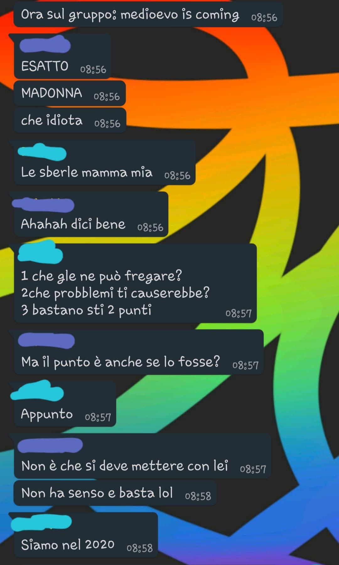 Sul gruppo della classe una sta insultando il prof perchè a detta sua è ???