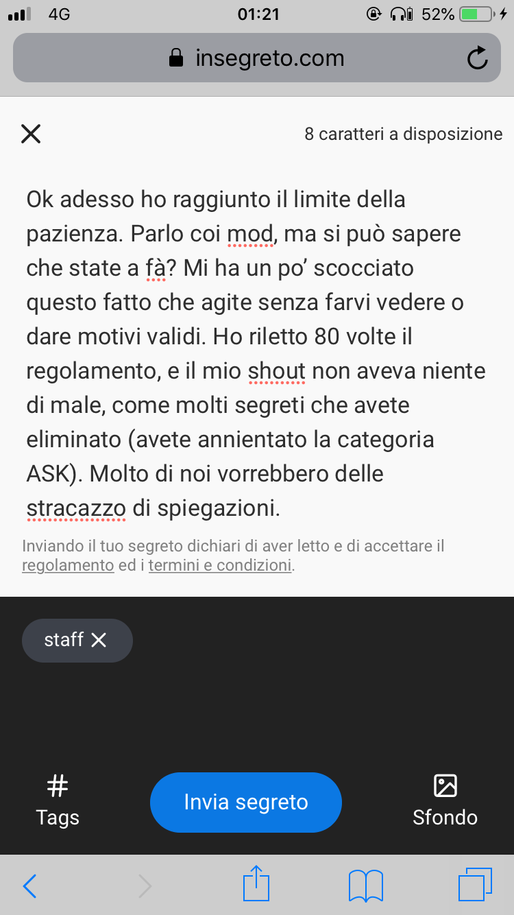 Metto qua perché lo sbirro ha qualche problema..