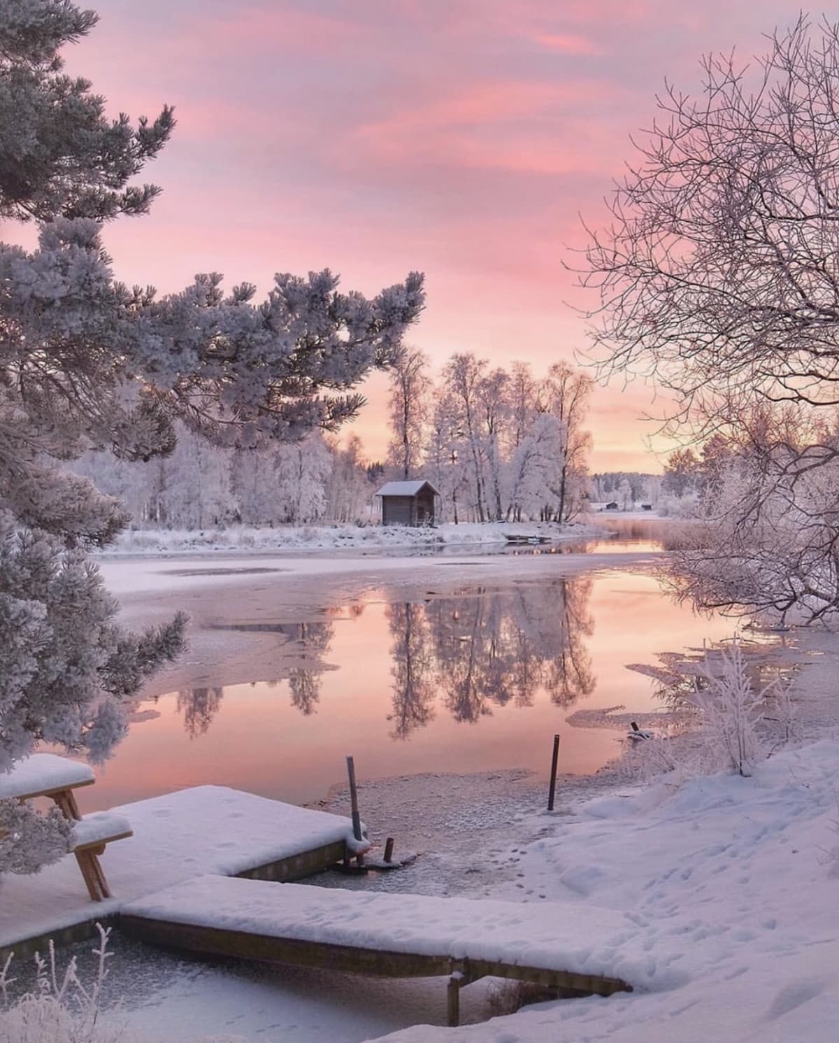 Alba durante l'inverno. 