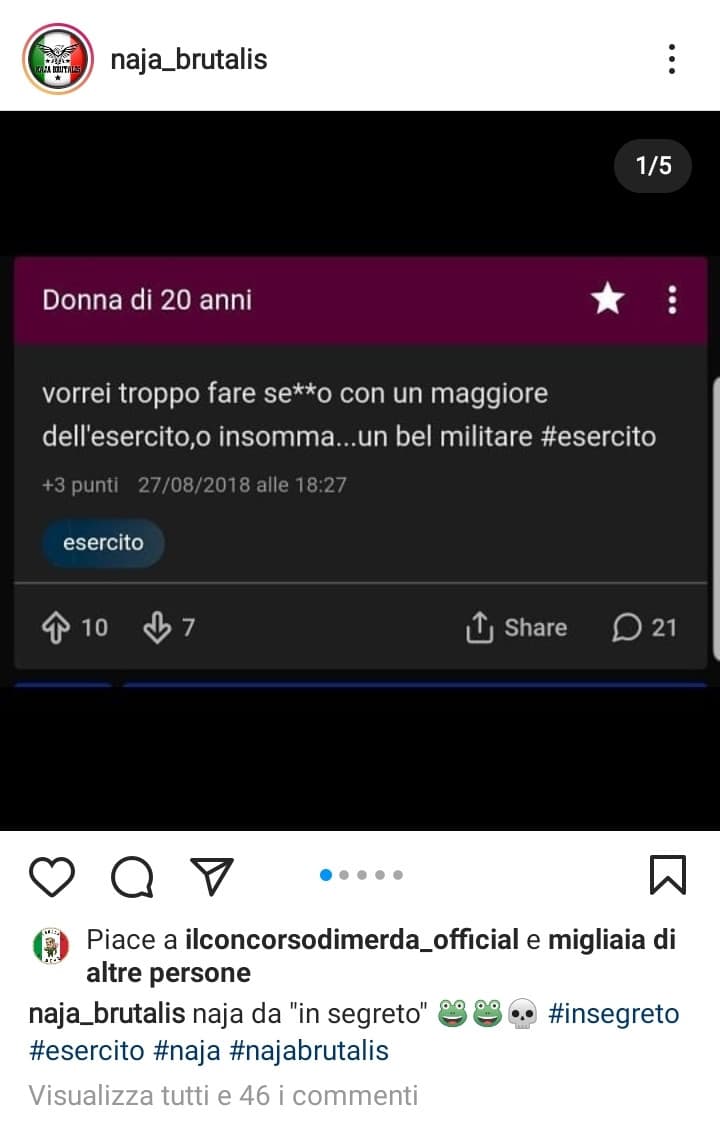 A proposito di pagine Instagram, pure dalla naja vi siete fatti repostare