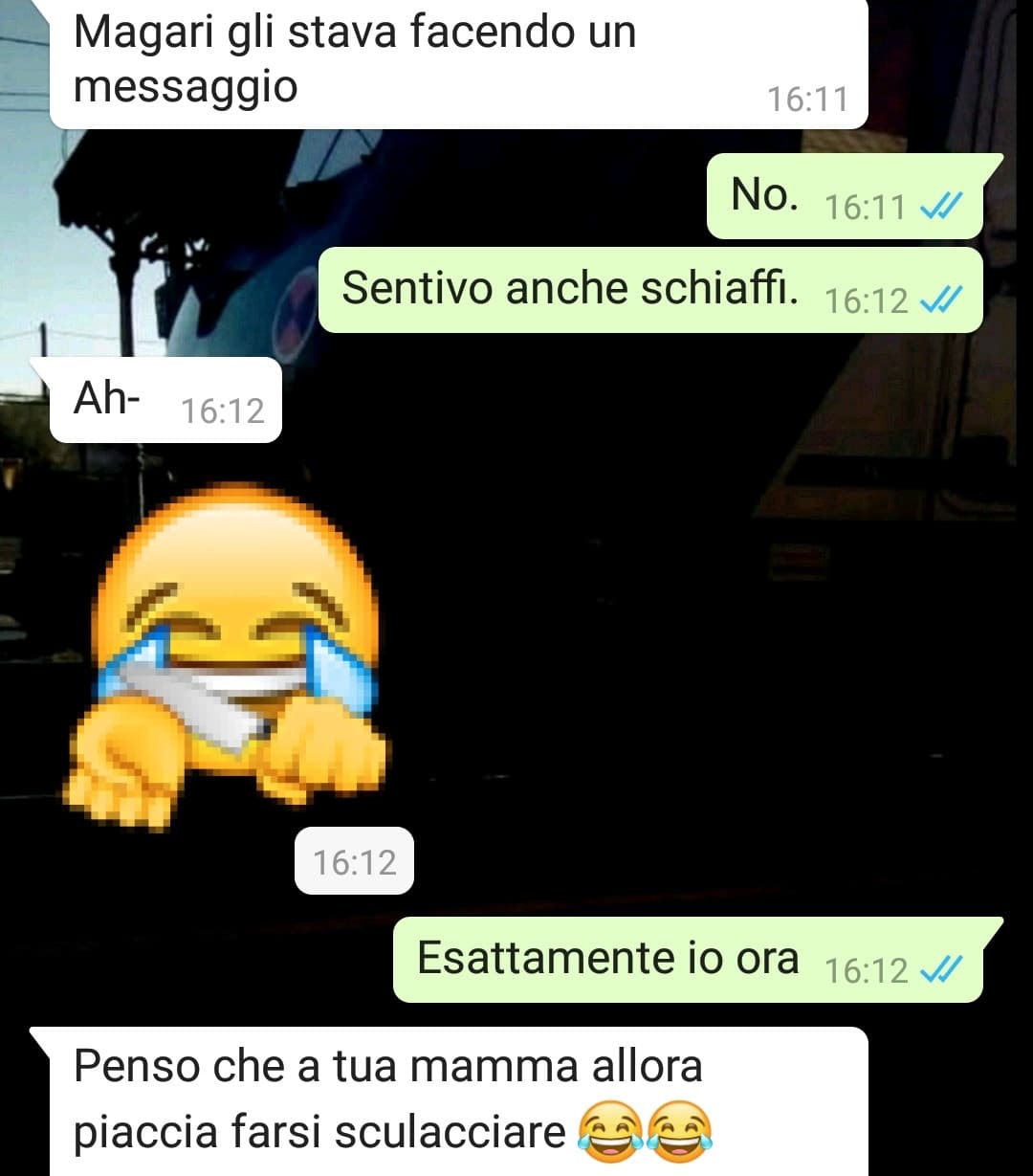 Il continuo dello shout che misi prima. Io non voglio farci na tragedia, so che è normale, ma minchia. Cioè, preferivo non sentire MAI gli orgasmi di mia madre. 