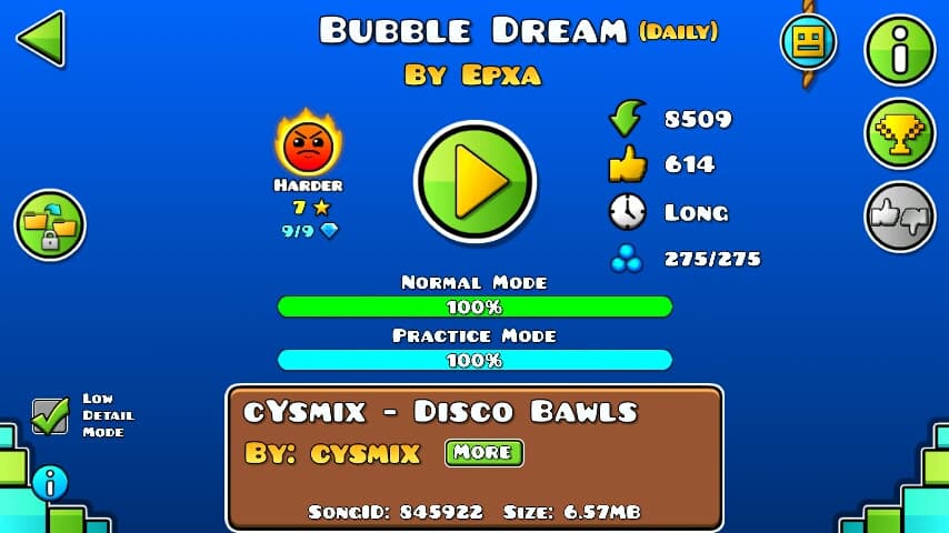 Bubble Dream 100%; By Epxa; (Difficoltà: Harder 7?); (Grado: Epic)