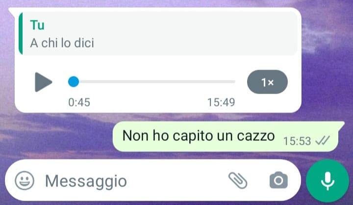 Perché la gente quando fa audio deve parlare a bassa voce, mangiarsi le lettere, fare cose in sottofondo che coprono ancora de più la voce che porca vacca me servono i sottotitoli