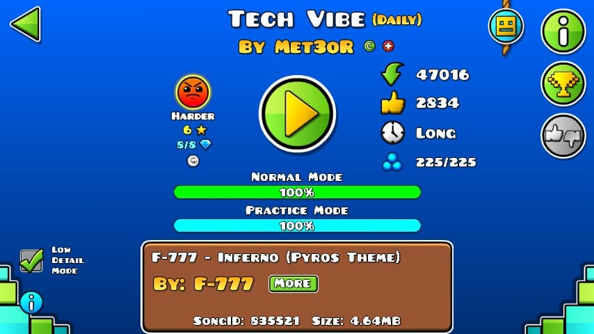 Tech Vibe 100%; By Met3oR; (Difficoltà: Harder 6?); (Grado: Normal)