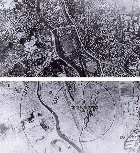 Oggi inizio una nuova rubrica, questa è la prima foto
Nagasaki prima e dopo l'esplosione della bomba atomica.