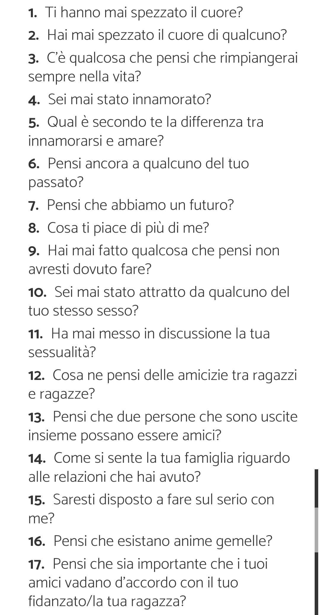 Ho trovato queste domande e visto che mi annoio risponderò