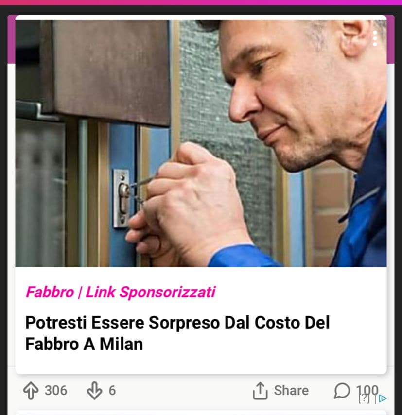 Che bella pubblicità da 306 likes