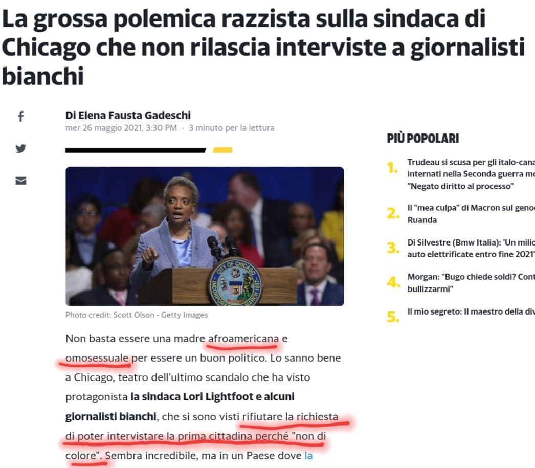 Assurdo il POLITICALLY CORRECT... nessun giornale ne ha parlato oggi, e nemmeno ieri. All'estero invece, dove evidentemente c'è più libertà di stampa, ne parlano tutti i quotidiani nazionali!