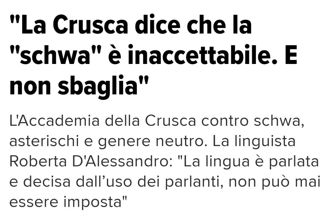 Comunque è vergognoso che non ci sia nessun organismo per tutelare la nostra lingua e poi si perde tempo con queste cazzate 