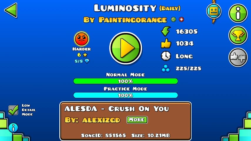 Luminosity 100%; By Paintincorange; (Difficoltà: Harder 6?); (Grado: Normal)