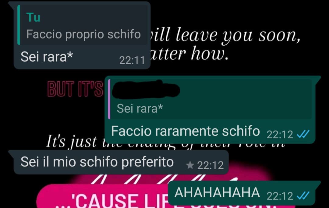 Non lo so perché mi ha fatto schiattare.