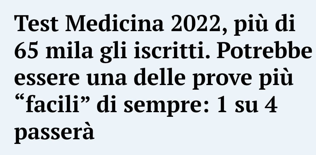 Io sono in ansia per il test di medicina e mio padre mi linka questo articolo...GRAZIE NE AVEVO BISOGNO