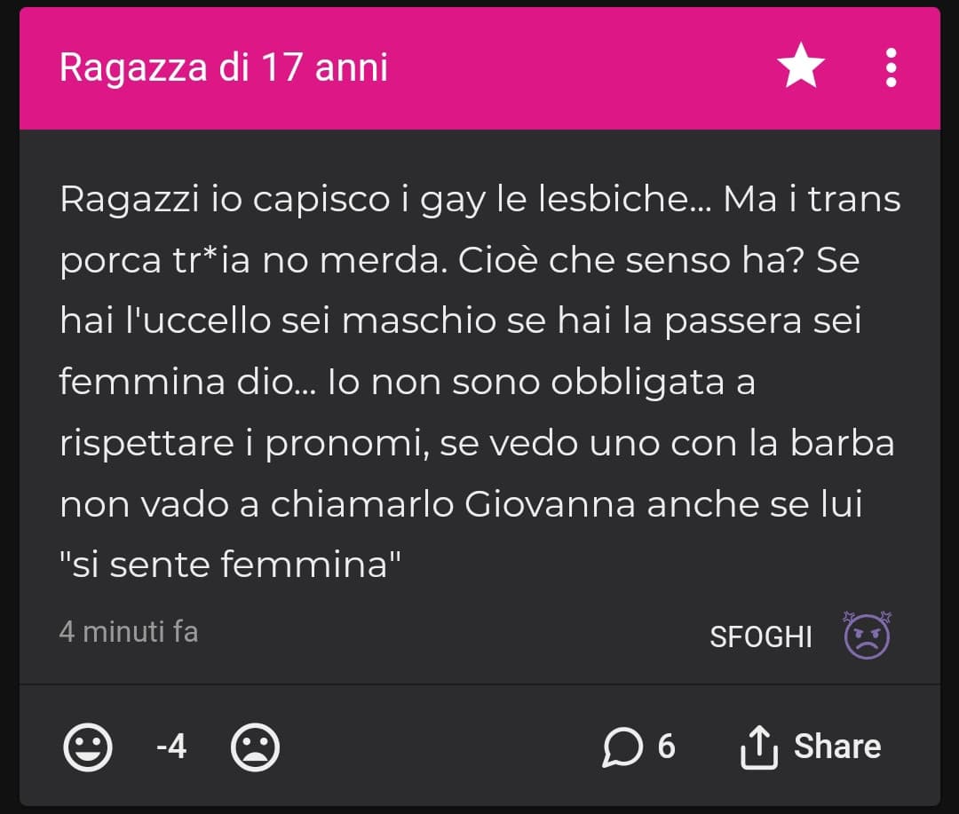 pov: fai parte della gen z ma vuoi sentirti "diversa" dai tuoi coetanei e pur di essere considerata tale sei disposta a dire cose aberranti ingiustificatamente 