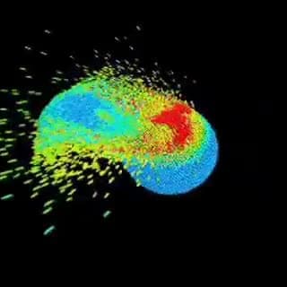 Simulazione di una collisione tra due pianeti 