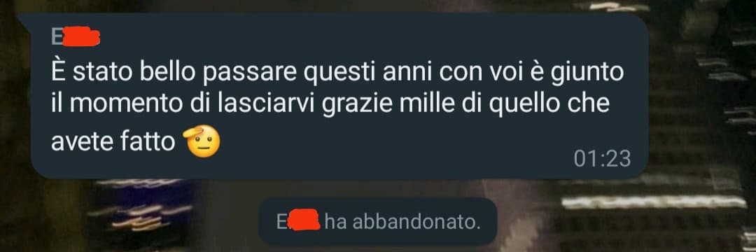 non so se abbandonare pure io 