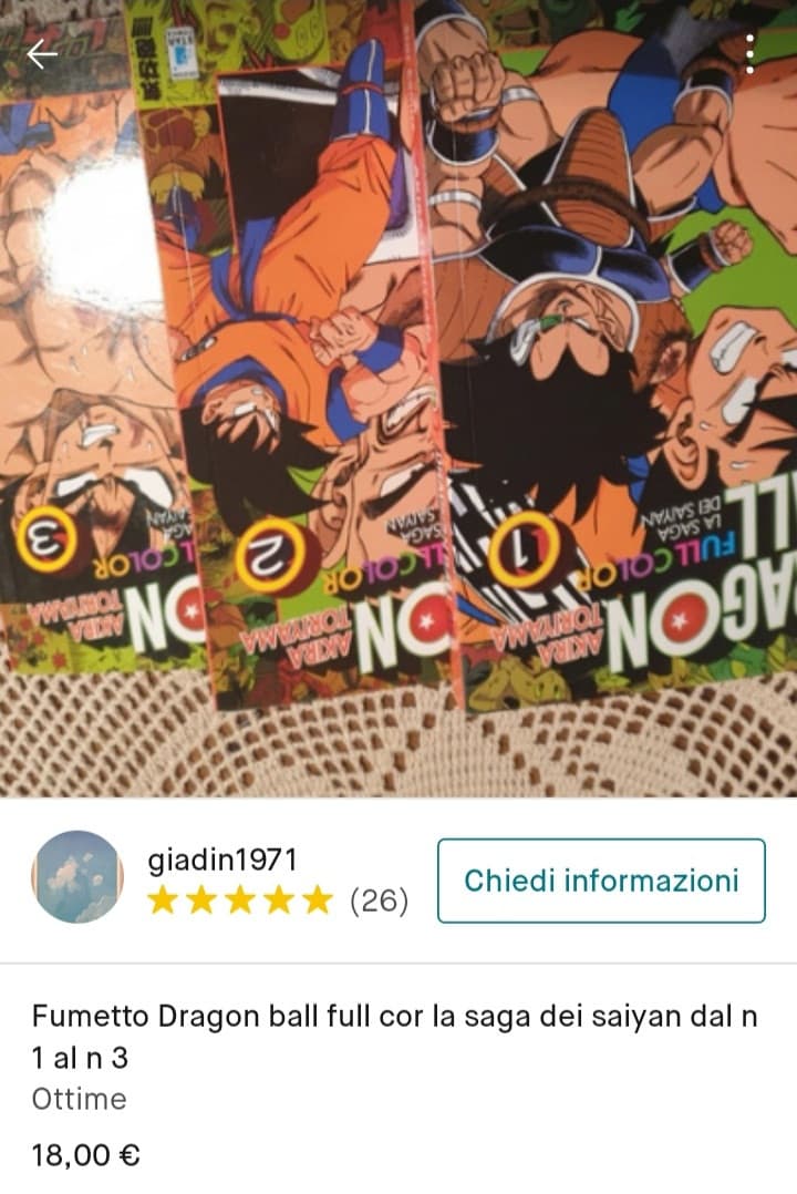 Ho visto su tiktok uno che ha trovato su vinted 12 volumi di haikyu a 17€. Allora penso "ma sì proviamo a vedere lì". E nulla, mi ritrovo 3 volumi di db a 18€. Porco zeno