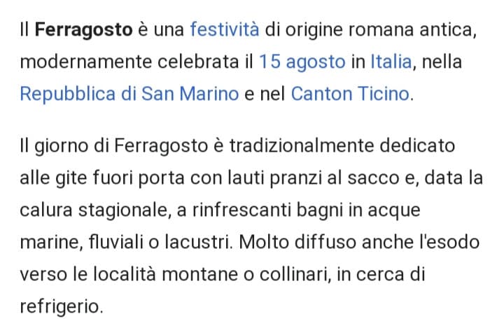 Finalmente scopro che cosa si "festeggia" a ferragosto