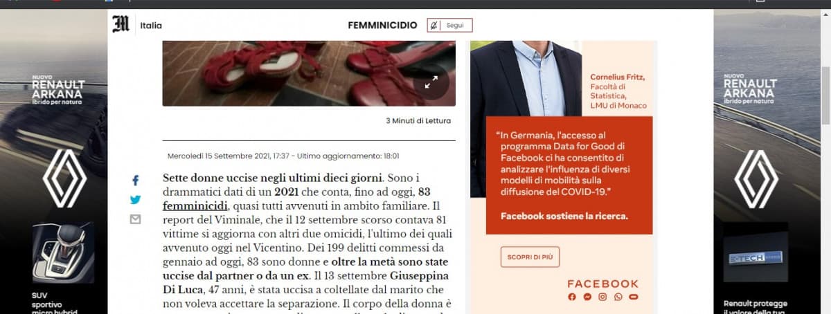 "I femminicidi sono solo nella testa dei sinistroidi e sono pochissime le donne morte per mano del partner!" cit...