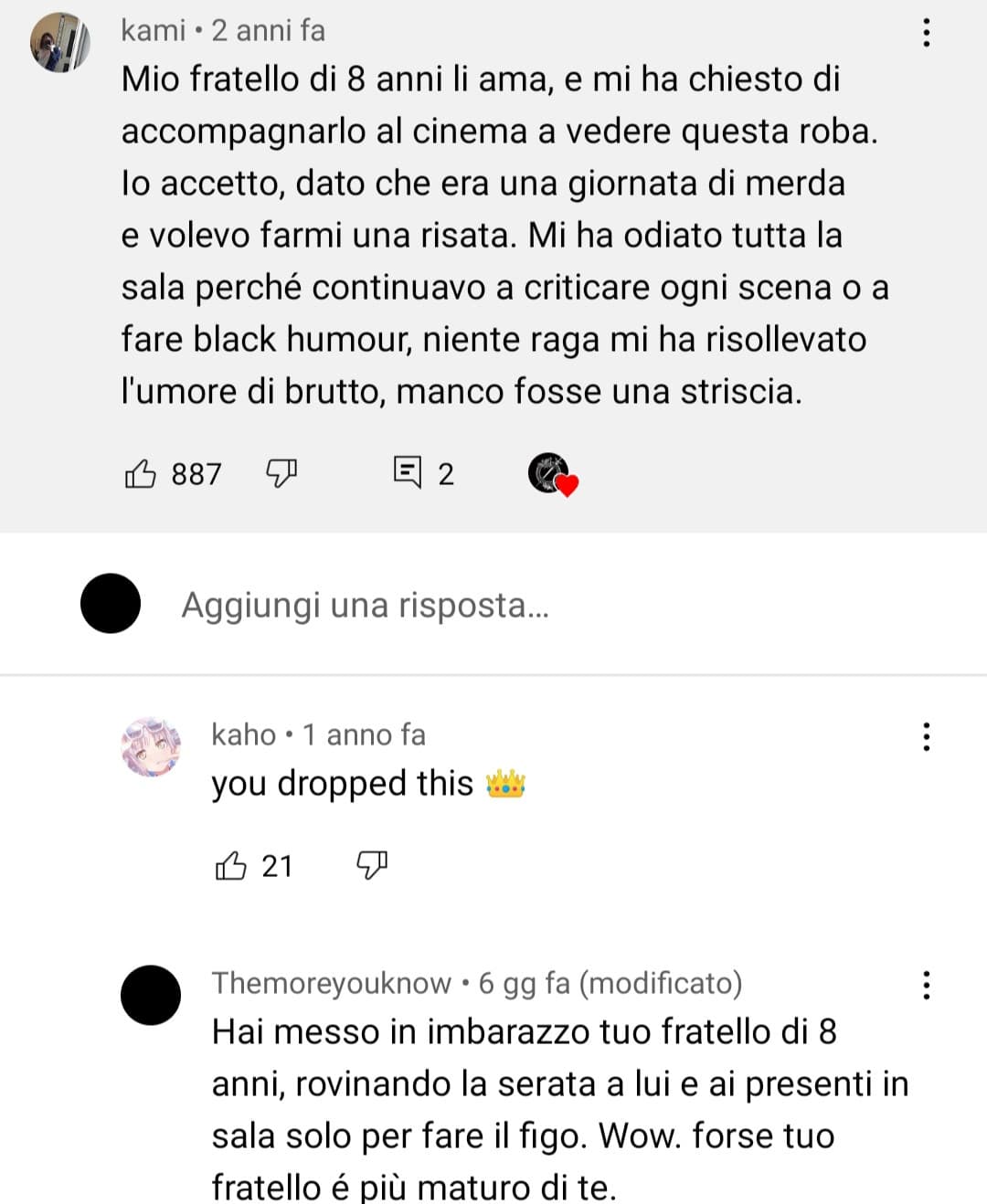 (Sono quella con la foto profilo nera) Siete più infantili dei bambini che guardano quei video: