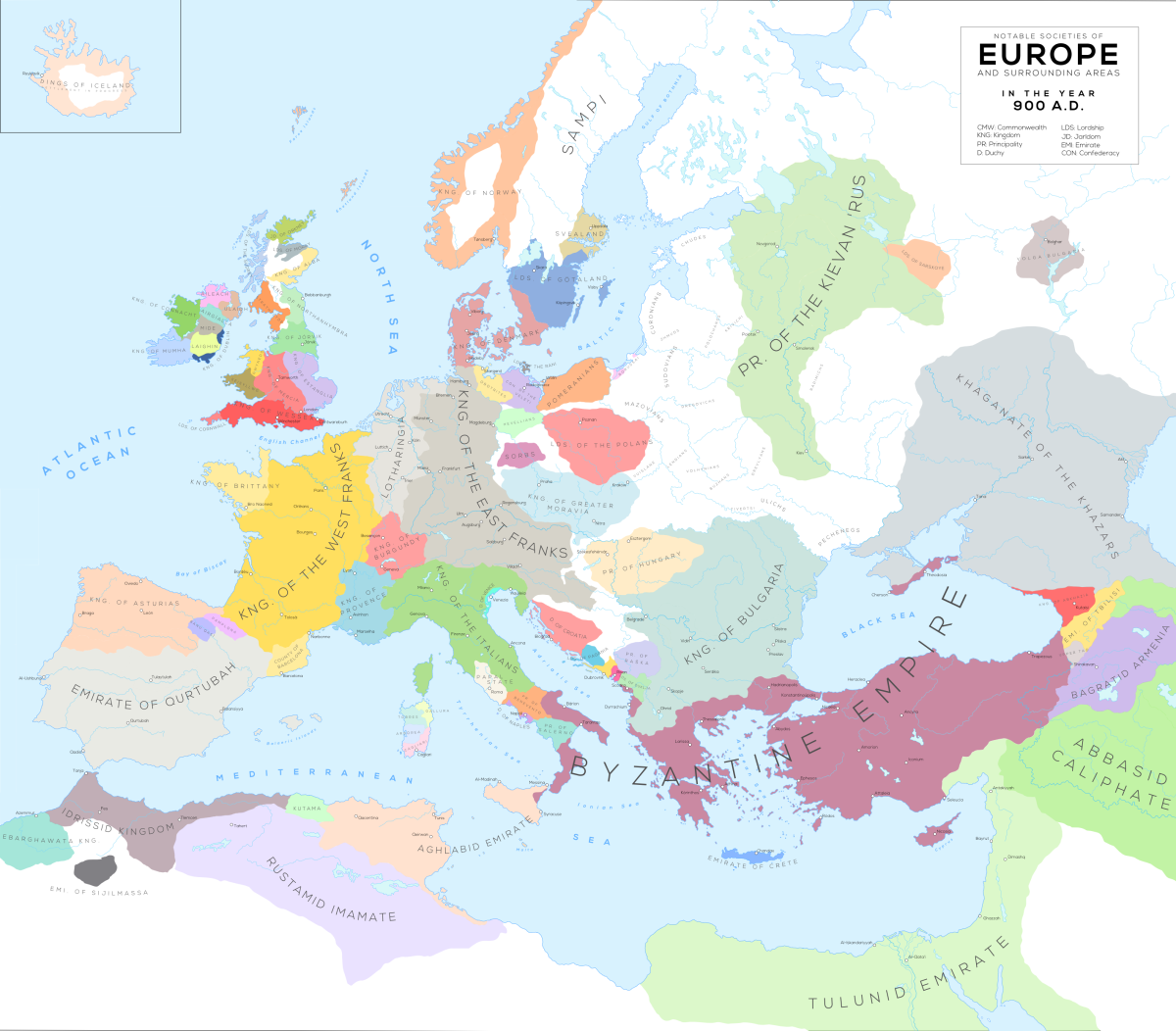 Mappa dell'Europa nel 900 DC. Solo a me non dispiacerebbe un'Europa del genere?