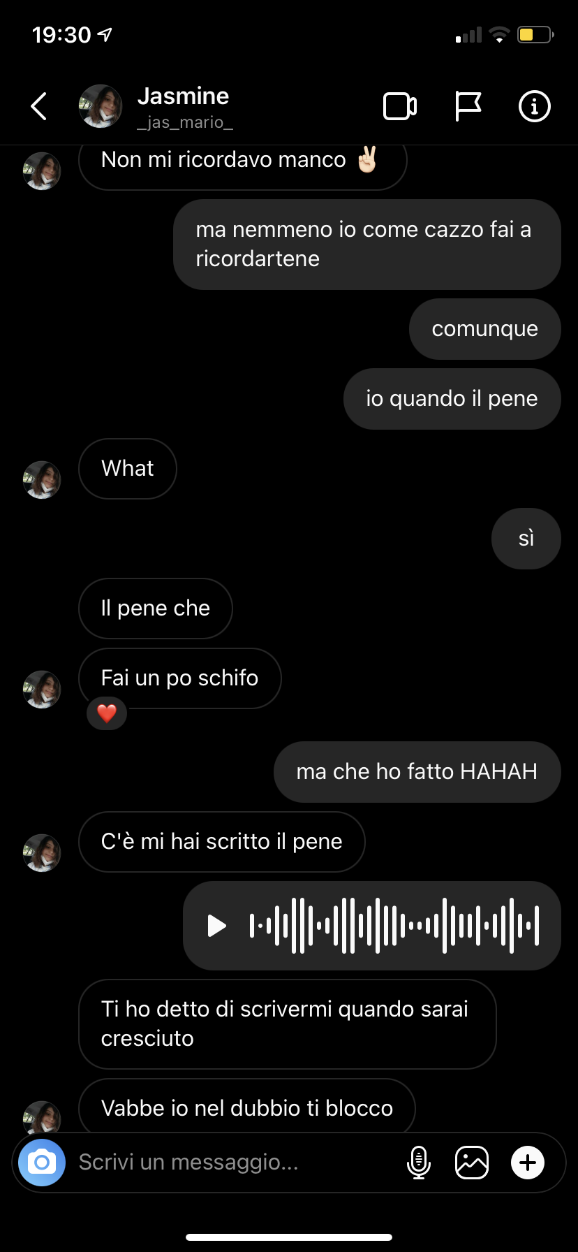 raga ho riscritto a sta tipa che 3 anni fa mi ha detto "mandami un messaggio quando sarai cresciuto" perché ho detto che la fsk faceva cagare. io tipo 3 anni dopo "ok fatto e ora?" STO MORENDO