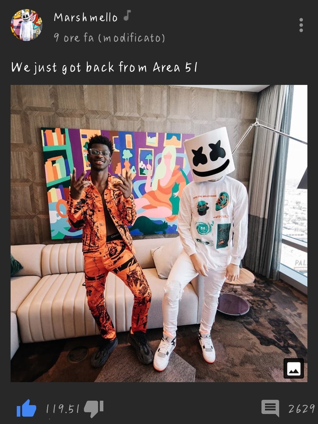 Marshmello e lil nas x dopo essere usciti dall'area 51