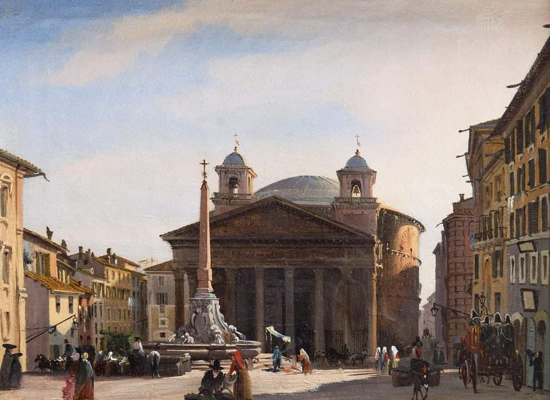 Veduta di piazza del Pantheon - Ippolito Caffi