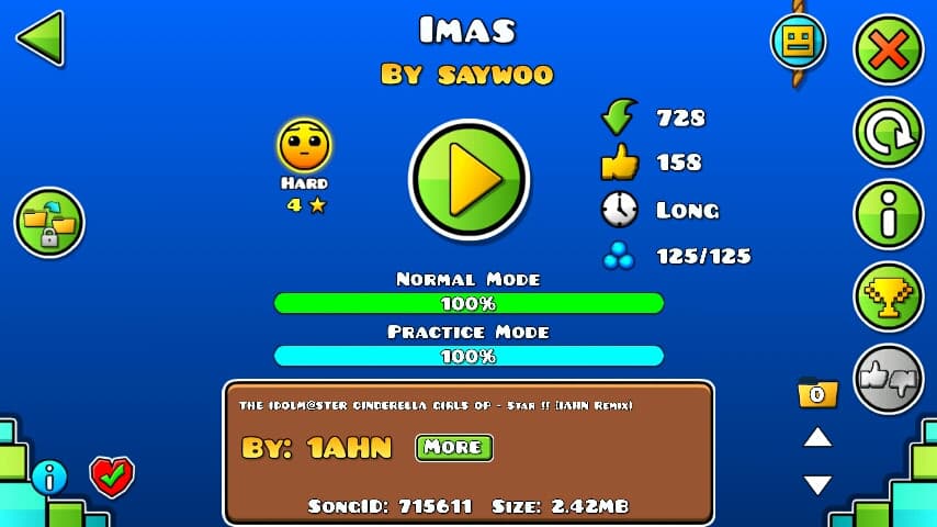 Imas 100%; By Saywoo; (Difficoltà: Hard 4?); (Grado: Normal)