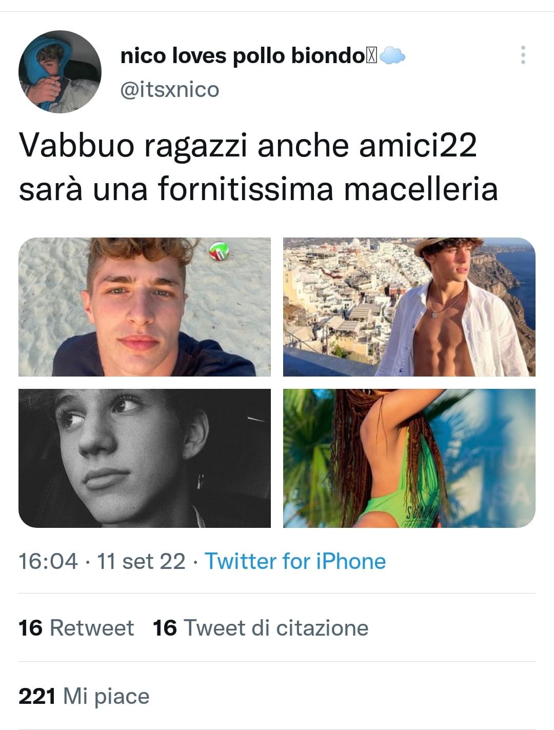 Tweet che dimostra che la gente ormai segue amici solo per sbavare dietro ai ragazzini 