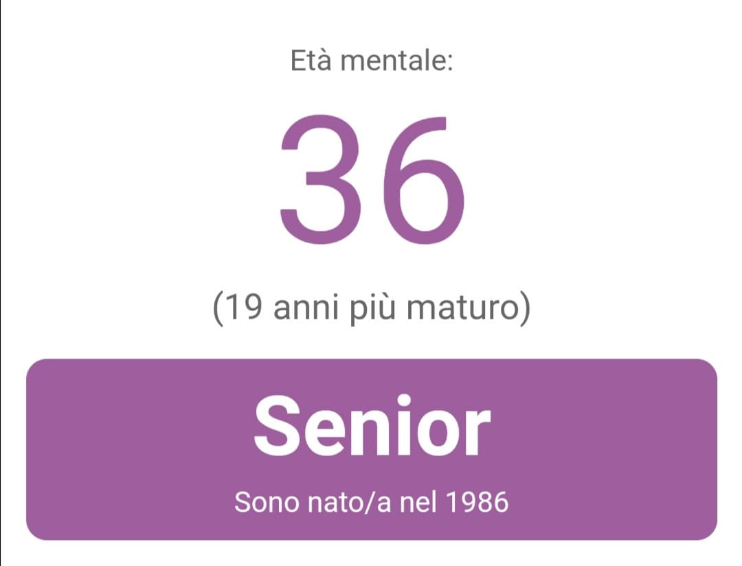 Il risultato non mi soddisfa, direi più 63 ma in effetti negli ultimi tempi forse mi sono un po' svecchiato