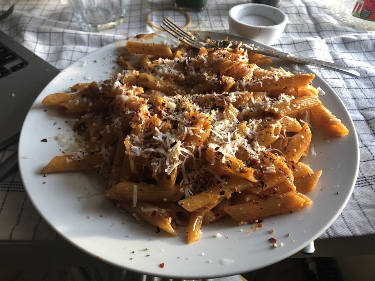 come va raga questa è la pasta che mi sono fatta sta sera 10/10