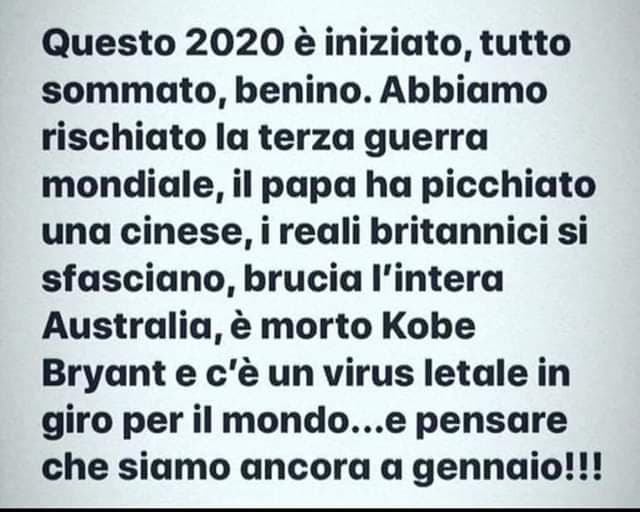 Il 2020 sarà un anno memorabile. 