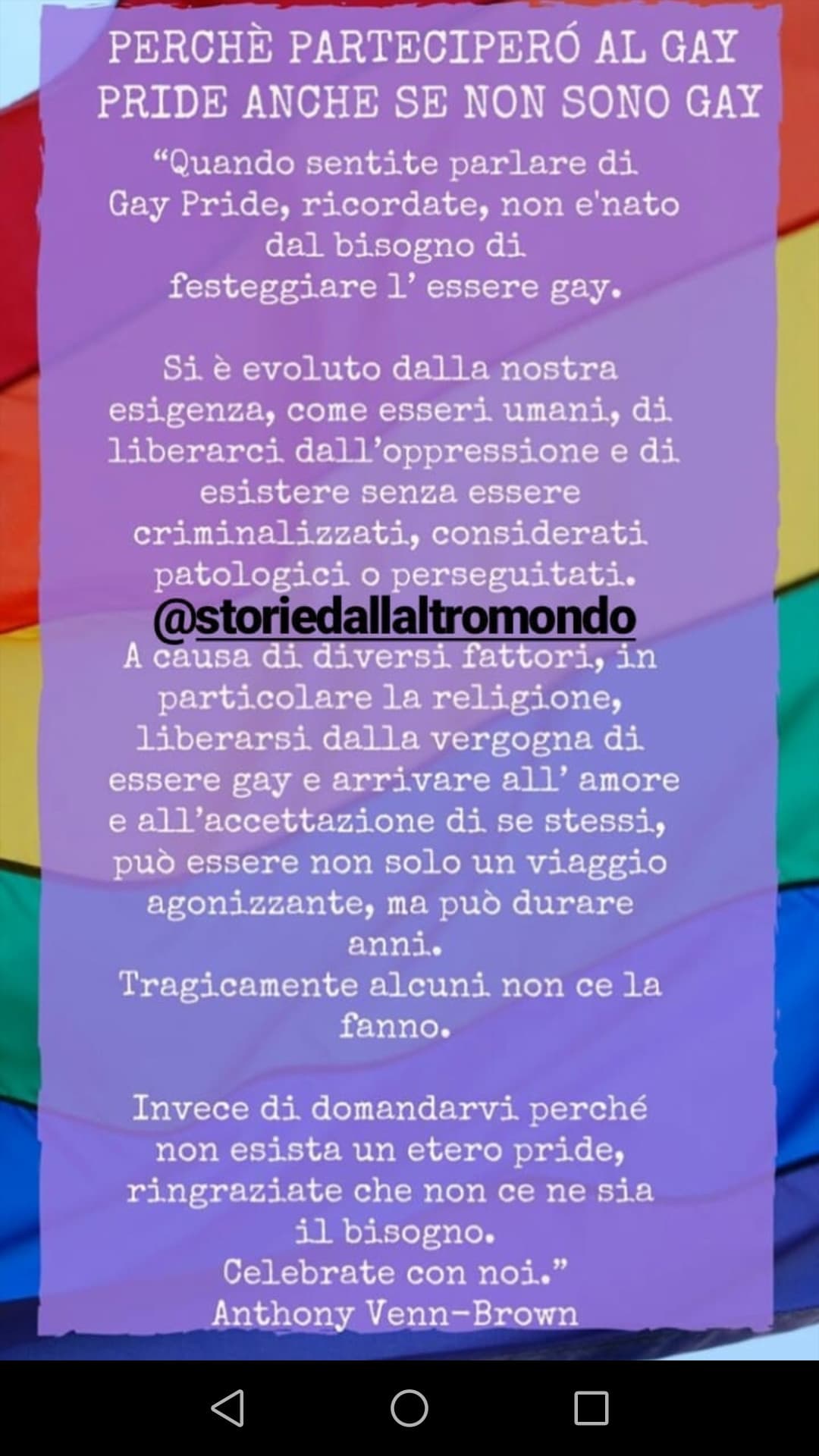 "io non ci vengo al pride con te, sono etero" 