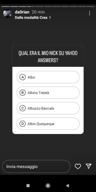 Venite a rispondere al mio quiz su Instagram 