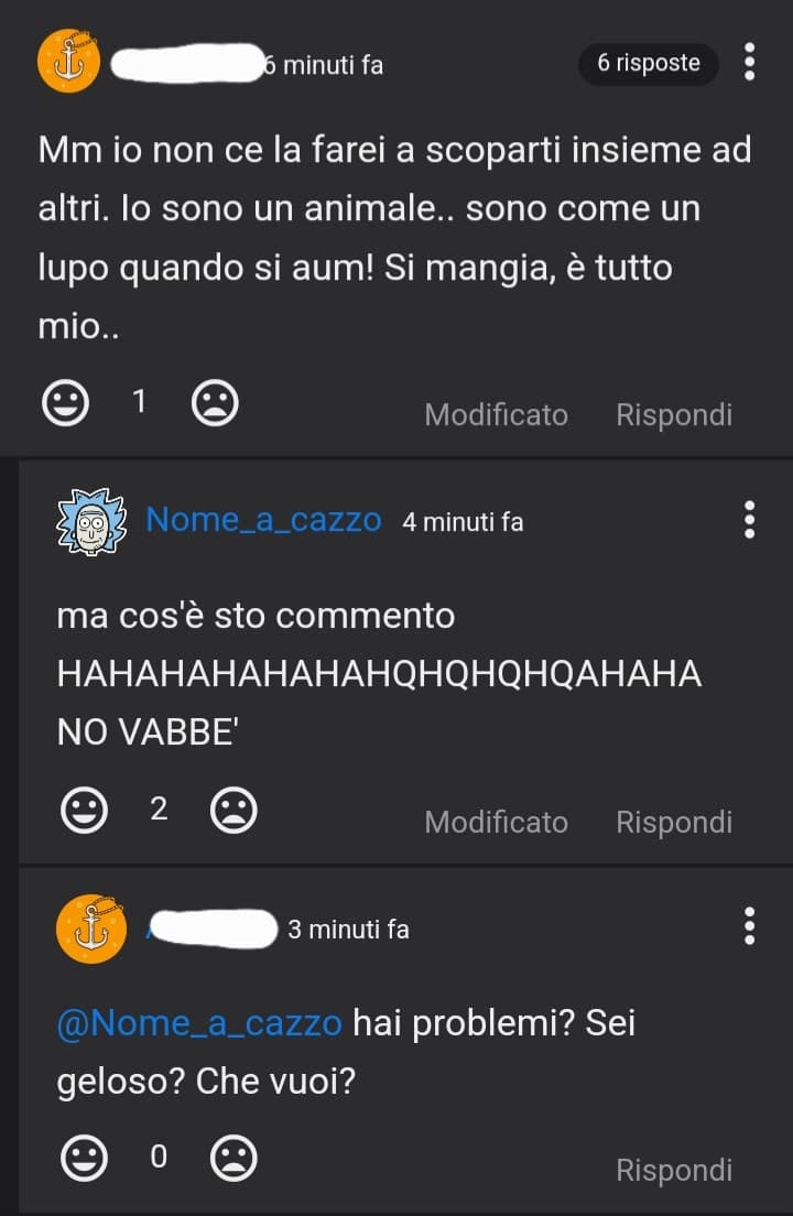 passerei giornate intere a leggere commenti così e riderei come un cogkione ogni volta