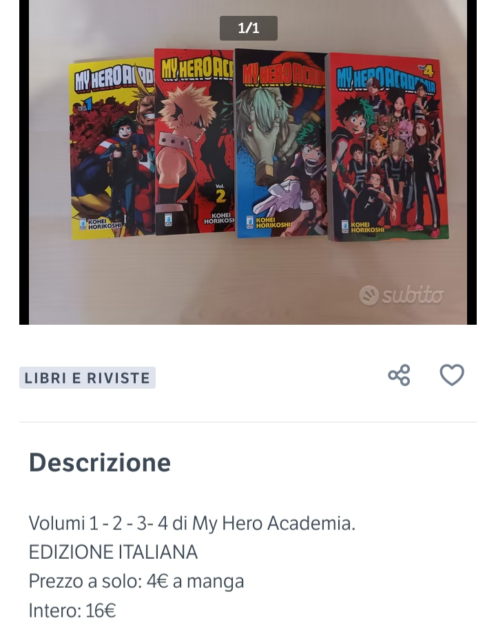 Questo è l'ultimo perchè ho capito che ormai è inutile incazzarsi. Però vedere 4 volumi di mha, che su amazon costano tipo 4.08€, venduti usati a 4€ merita. 