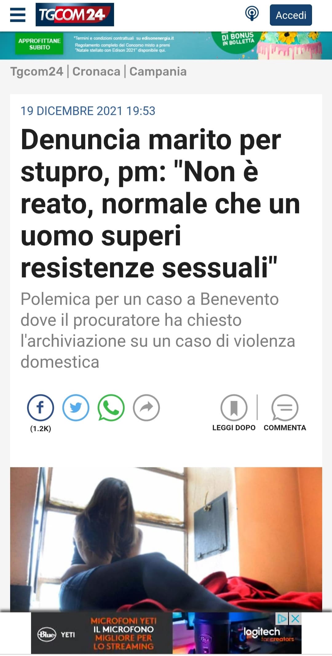 Capito? Basta lamentarvi degli stupri, è normale, siete voi che fate resistenza e poi siete permalose e andate a fare denunce, ah povera Italia 