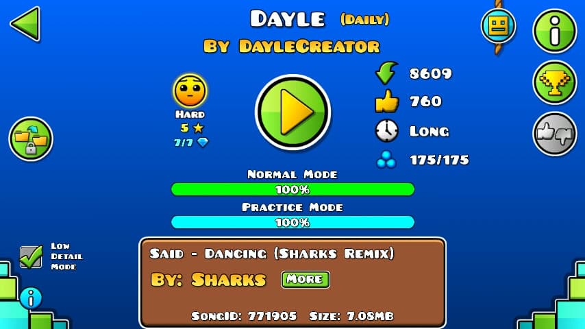 Dayle 100%; By DayleCreator; (Difficoltà: Hard 5?); (Grado: Normal)