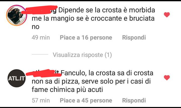 Solo io per la crosta della pizza concordo con loro?