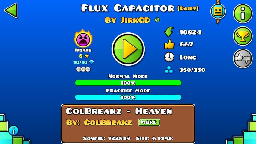 Flux Capacitor 100%; By JirkGD; (Difficoltà: Insane 8?); (Grado: Epic)