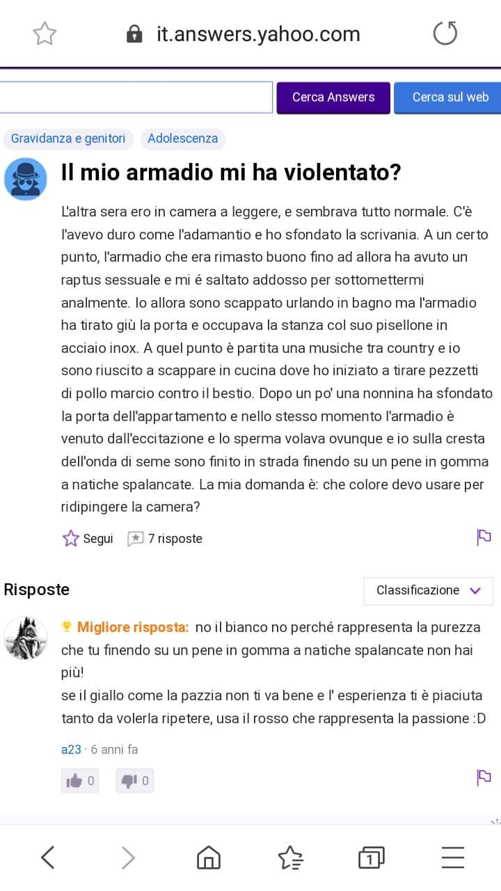 Il mio armadio mi ha violentato (prodotta da Yahoo company)