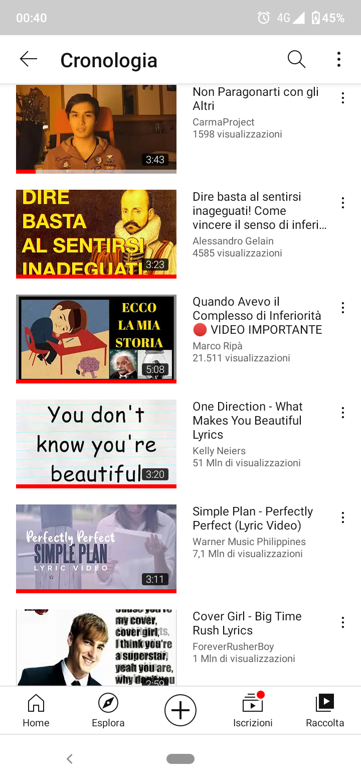 Io: sto perfettamente bene, non capisco perché youtube continui a mettermi pubblicità di applicazioni per ricevere aiuto psicologico

La mia cronologia di YouTube di notte: