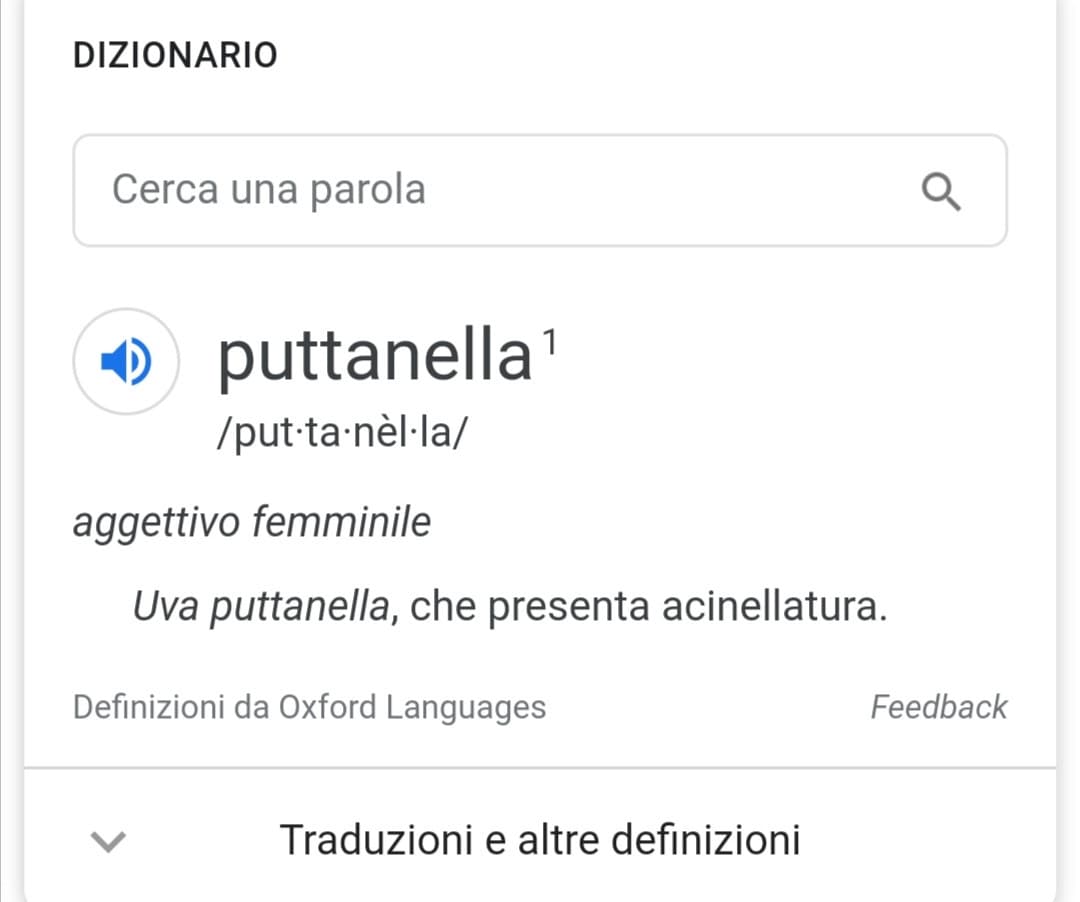 Ho comprato dell'uva ma è puttanella