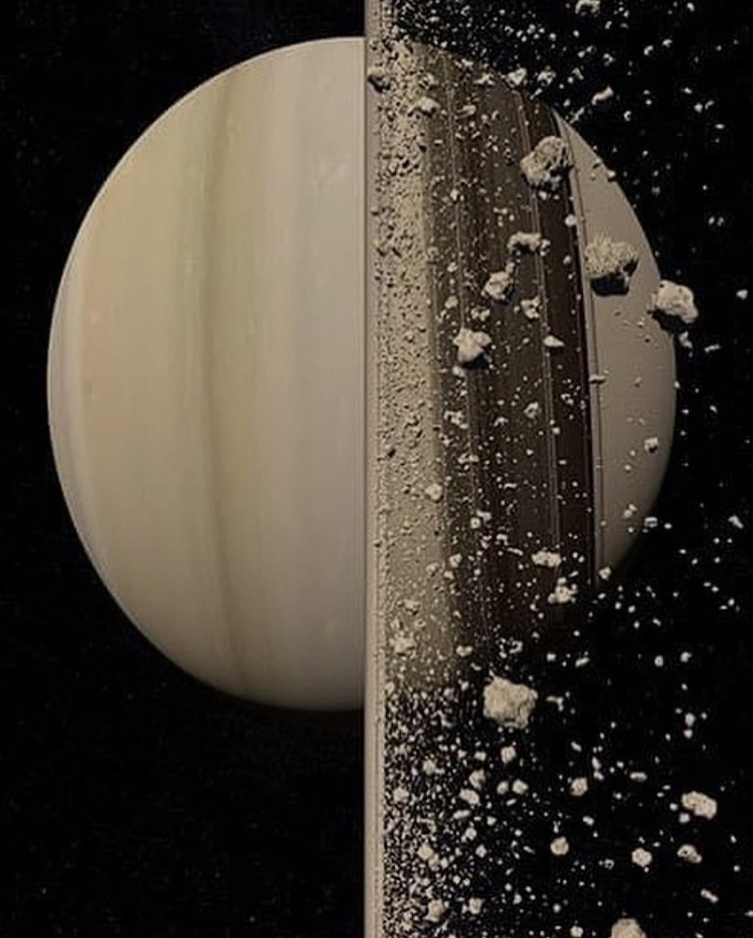 Come si vedrebbero gli anelli di Saturno se visti da vicini