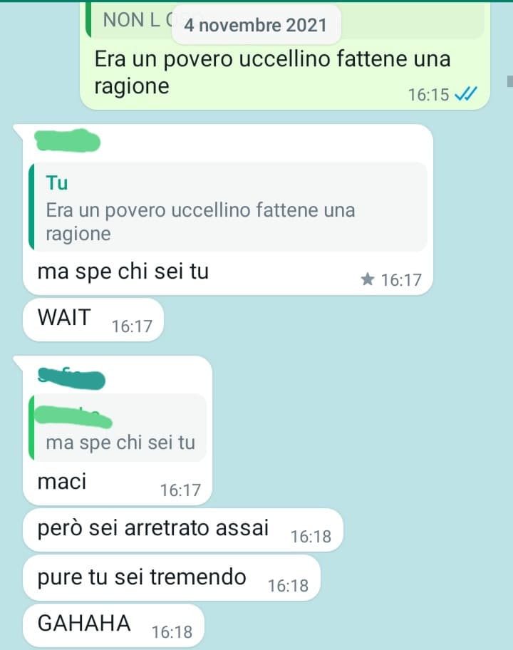 Ecco a voi una bellissima conversazione tra me, quello che mi piace e la sua fidanzata 