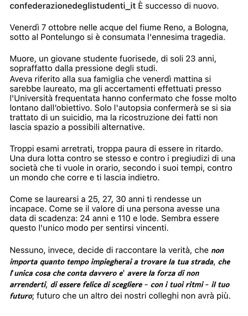 No ma al tg mandiamo in onda solo quello che si laurea a 20 anni come se a qualcuno potesse fregare qualcosa, questo è il risultato di una società di merda