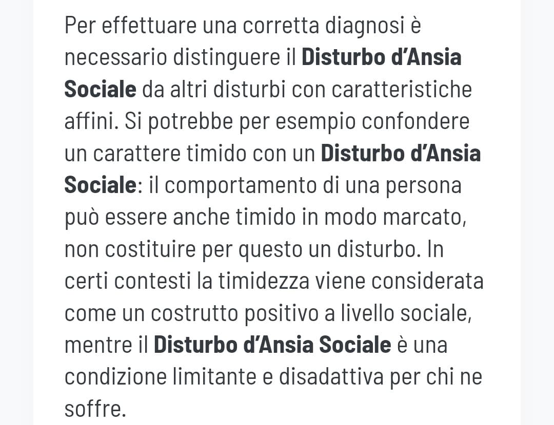 Stavo studiando il fenomeno dell'ansia sociale per capire se la mia situazione passata potesse essere tale o fosse una estrema timidezza molto borderline. Il peggio è passato? Sì dai. Non dite al me vecchio di che poteva trattarsi o va ancora più in ansia 